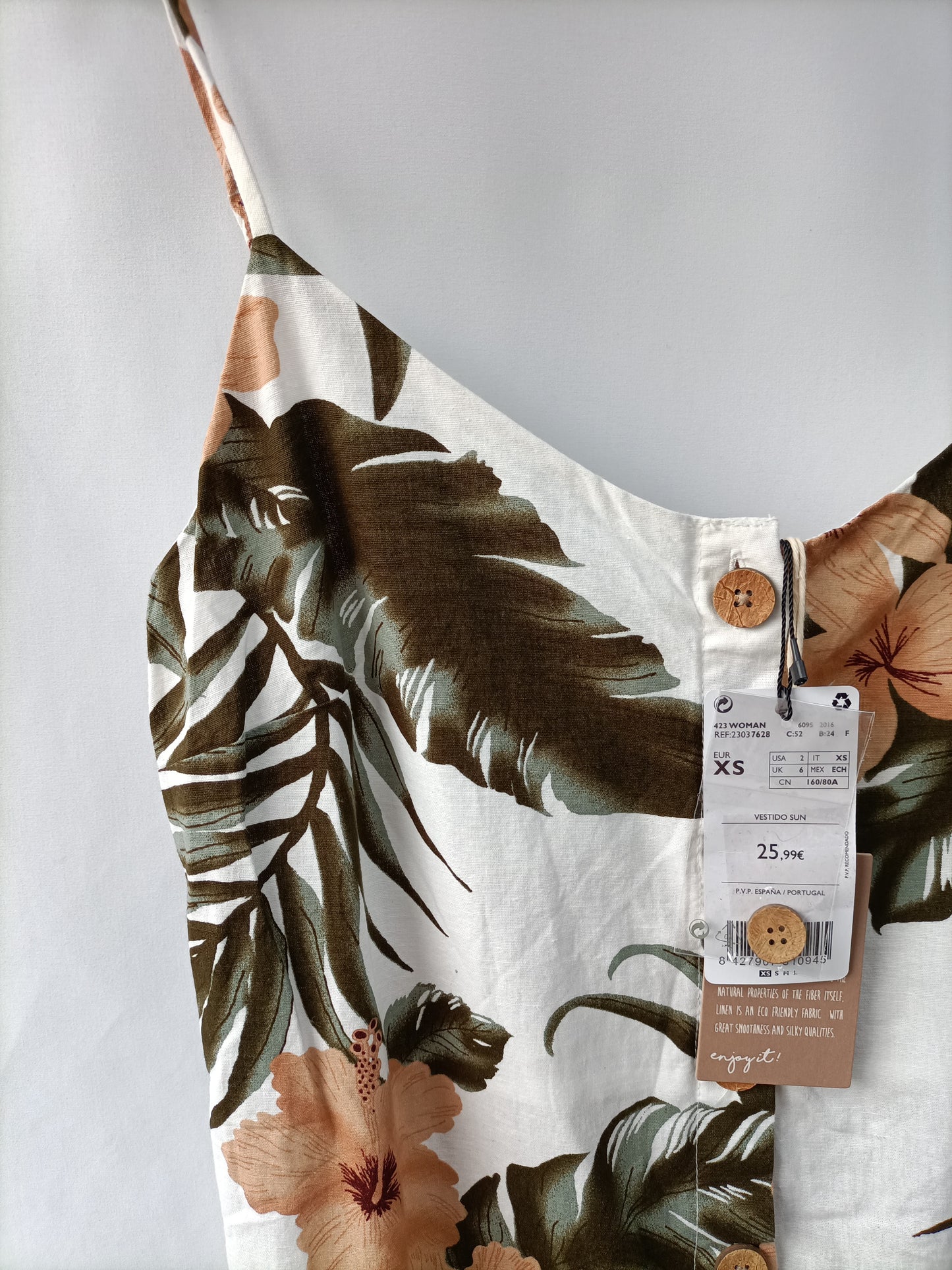 MANGO. Vestido midi de lino T.xs