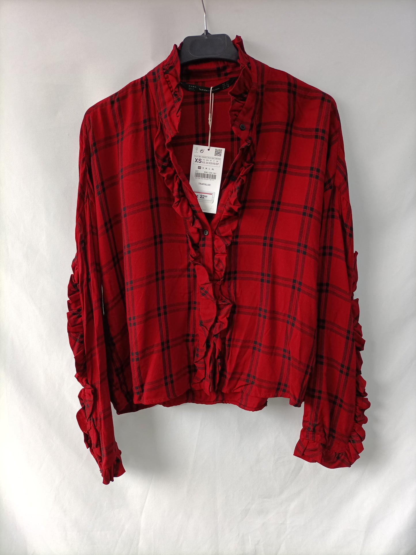 MarketZARA. Camisa roja cuadros T.xs