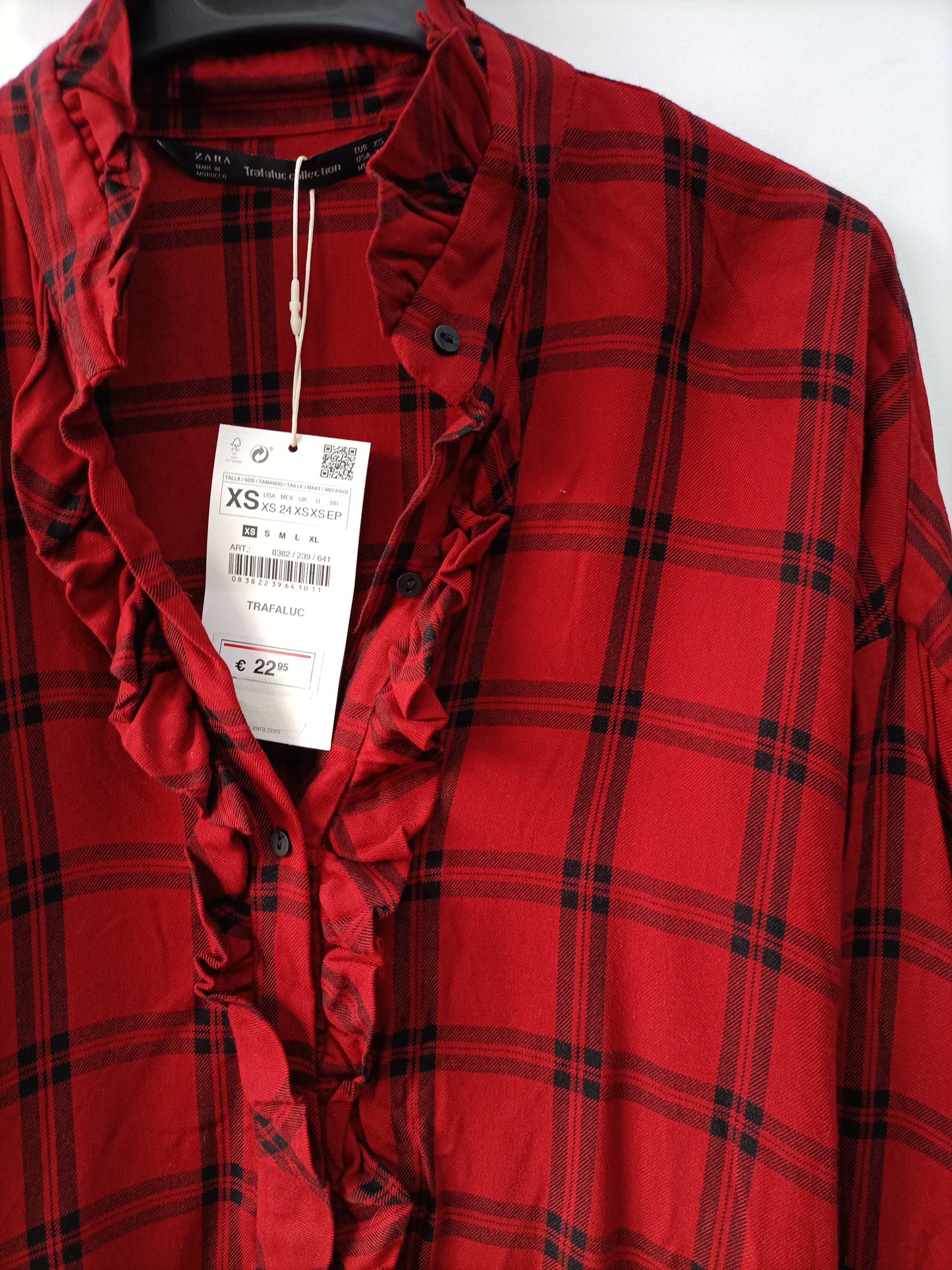 MarketZARA. Camisa roja cuadros T.xs