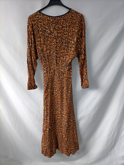 ZARA. Vestido midi animal print T.xs