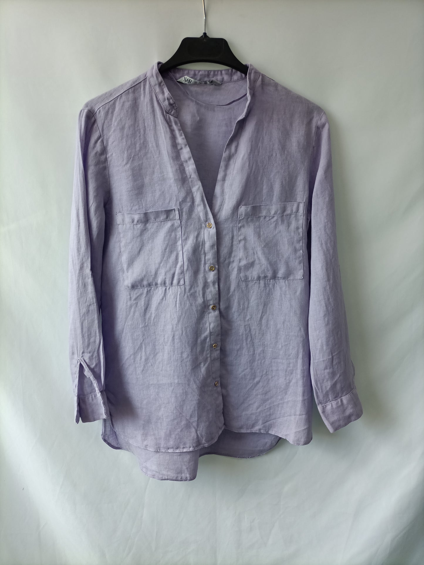 ZARA. Purple linen blouse T.xs