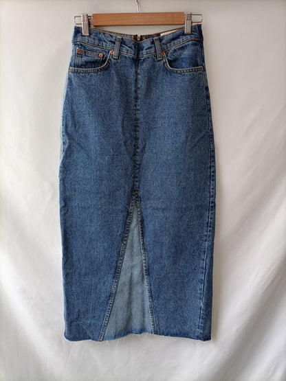 ZARA. Falda larga denim T.s