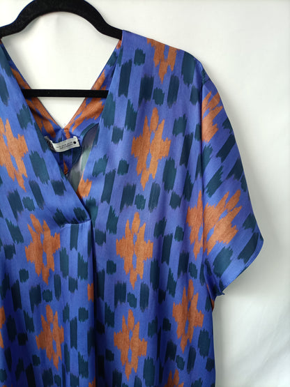 ZARA. Vestido kaftan estampado T.m