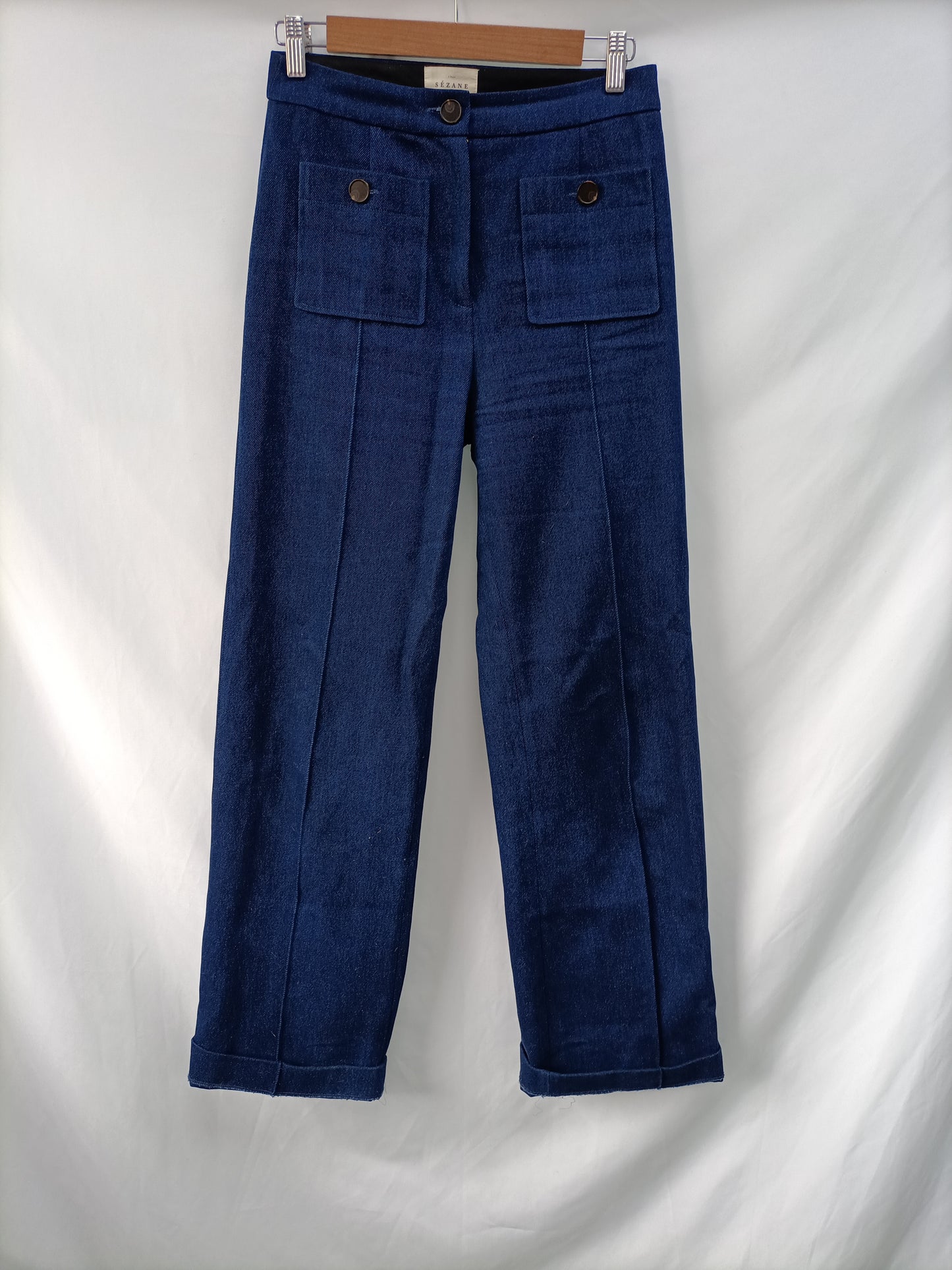 SEZANE. Pantalón ancho denim T.36