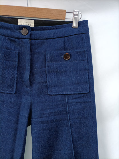 SEZANE. Pantalón ancho denim T.36