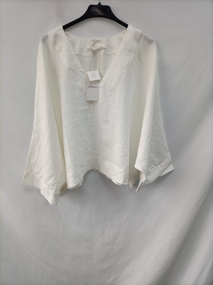 OYSHO. Blusa blanco lino T.s