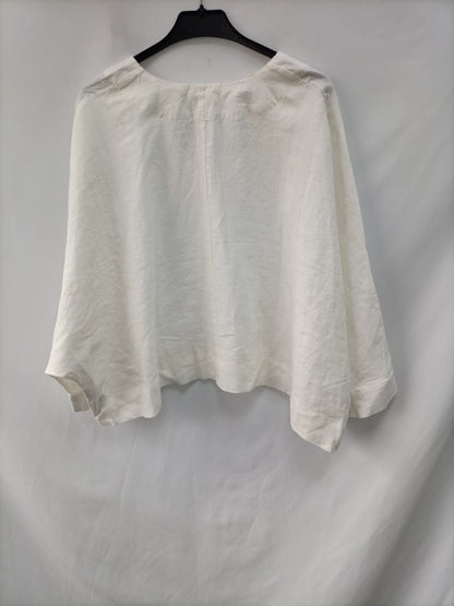 OYSHO. Blusa blanco lino T.s
