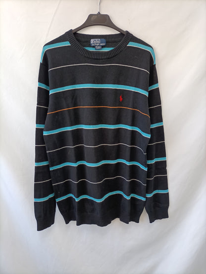 POLO RALPH LAUREN. Black striped sweater.