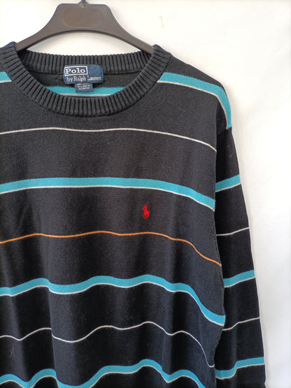 POLO RALPH LAUREN. Black striped sweater.