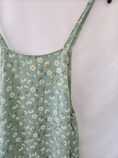 OTRAS. Vestido verde flores T.13/14(xxs)