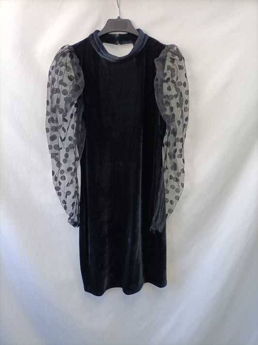 ZARA. Vestido mangad plumeti T.l