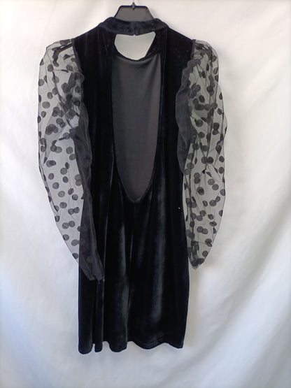 ZARA. Vestido mangad plumeti T.l