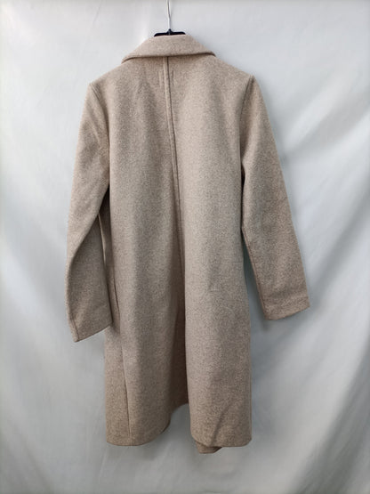 ZARA. Abrigo beige de paño T.m