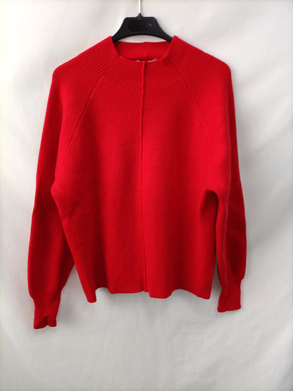 MANGO. Jersey rojo canalé T.s