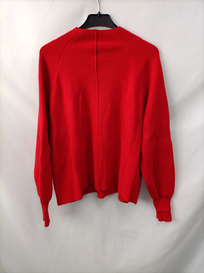 MANGO. Jersey rojo canalé T.s