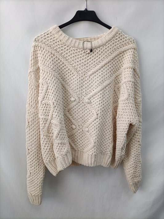 PULL&BEAR. Jersey beige puntoT.m