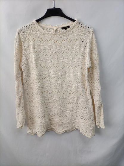 MASSIMO DUTTI. Top beige croche T.s