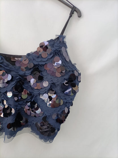 ZARA. Top lentejuelas T.l