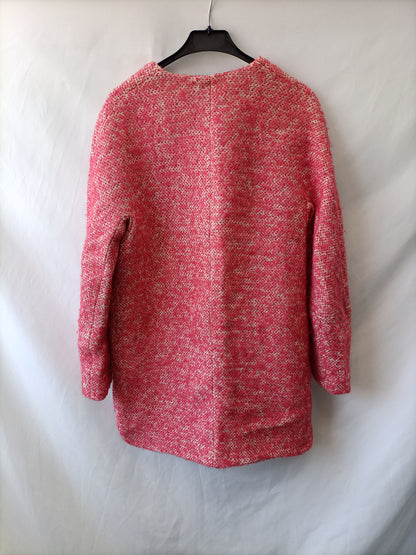 ZARA. Abrigo jaspeado rosa y blanco  T.m