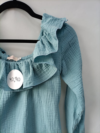 LOVELY BOLITA.Top azul textura T.S