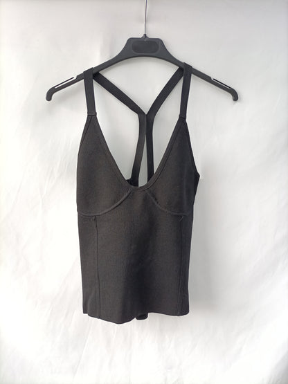 ZARA. Black stretch knit top TM