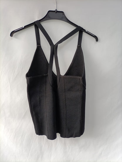 ZARA. Black stretch knit top TM