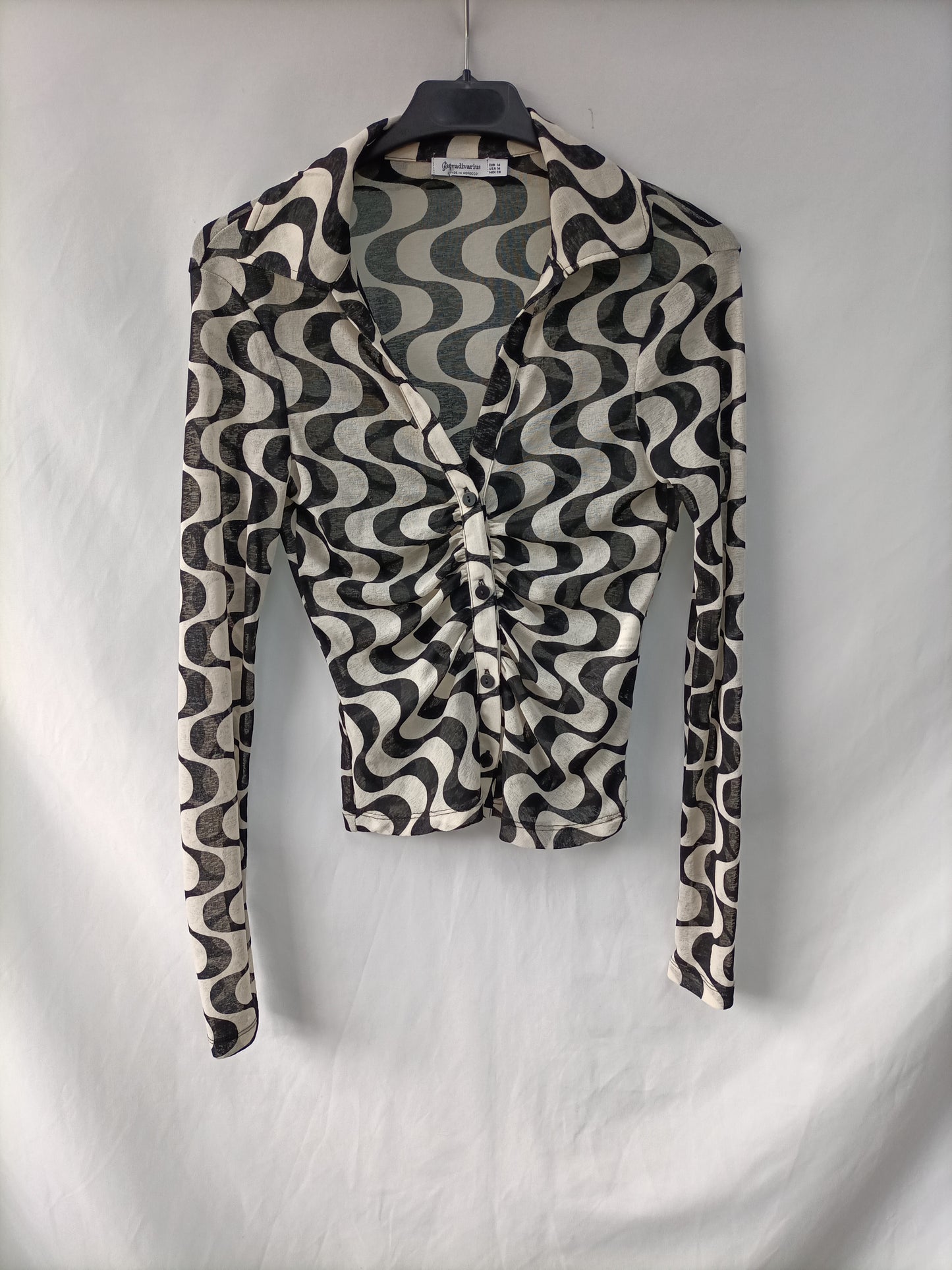 STRADIVARIUS.Top fruncido estampado retro T.M