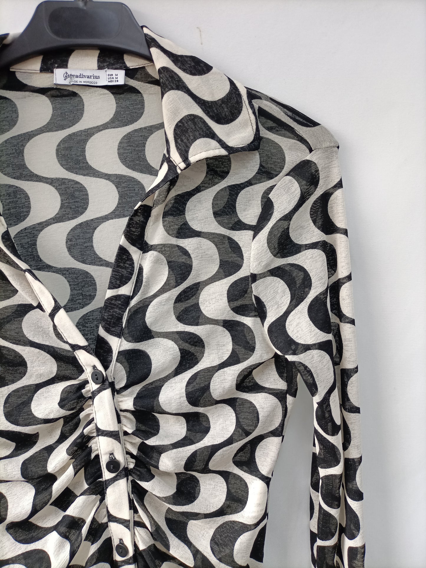 STRADIVARIUS.Top fruncido estampado retro T.M