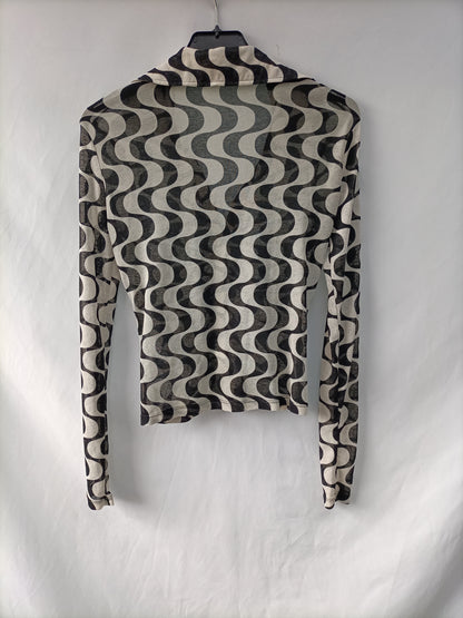 STRADIVARIUS.Top fruncido estampado retro T.M