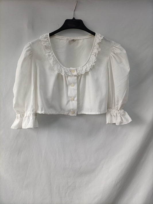 OTHERS.White crop puffed blouse Ts