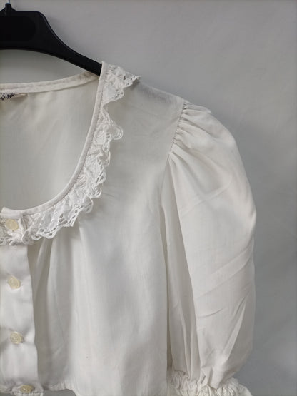 OTHERS.White crop puffed blouse Ts