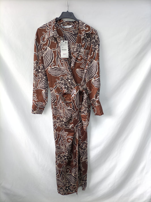 ZARA. Brown TS midi dress