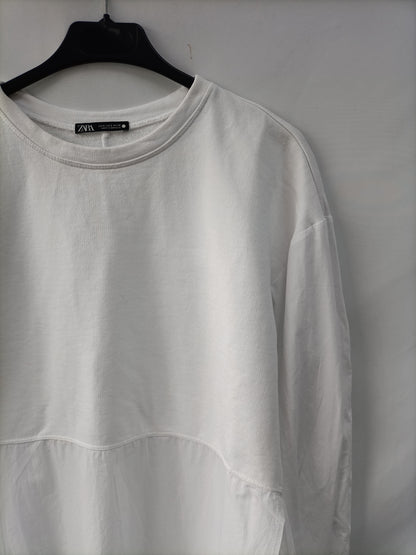 ZARA.Long white double texture top TS