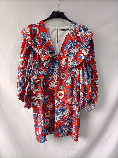 ZARA.Vestido recto estampado T.S