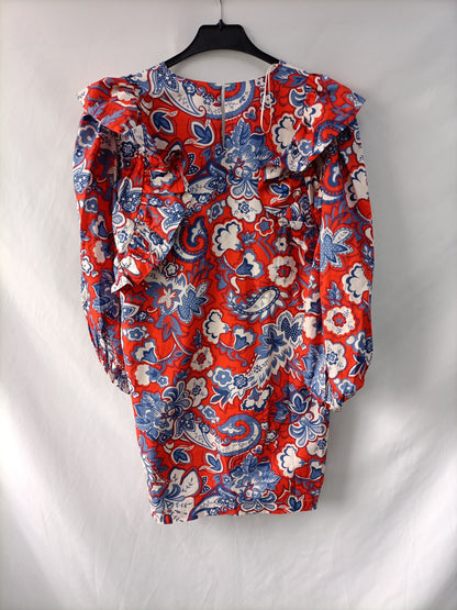 ZARA.Vestido recto estampado T.S