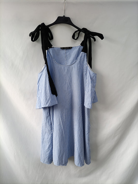 ZARA. Striped off-the-shoulder dress TS