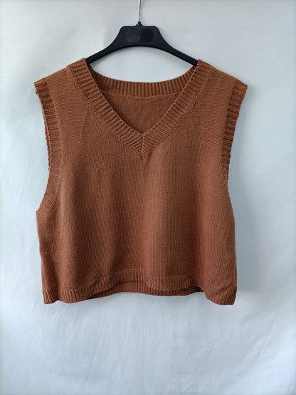 SHEIN. Top punto marrón T.l