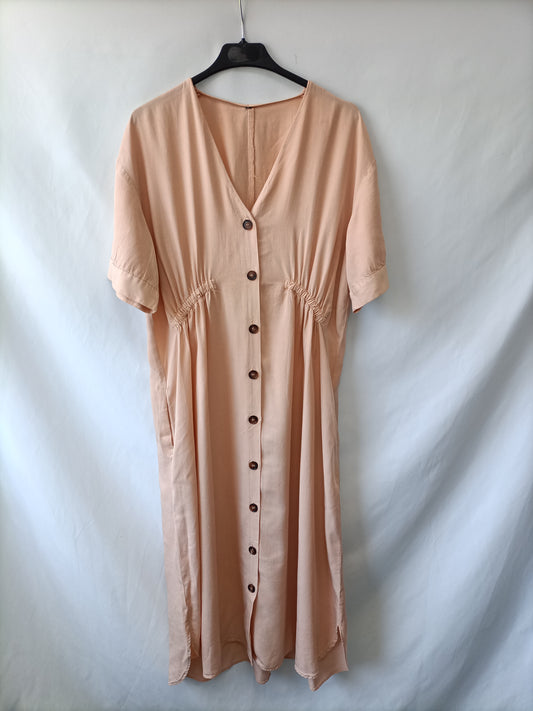 OTRAS. Vestido midi nude T.u(m/l)