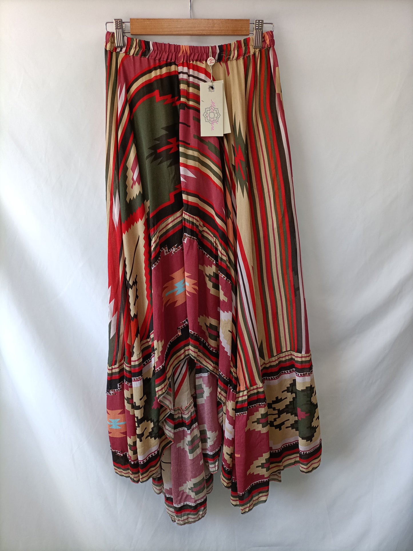 MISS JUNE. Ethnic asymmetrical skirt T.xs