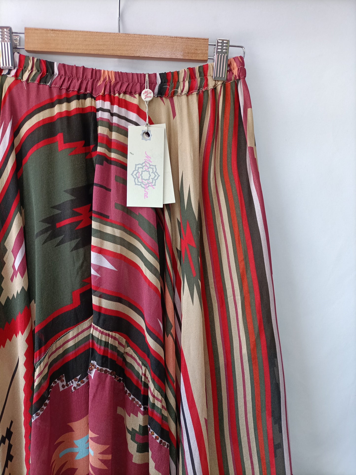 MISS JUNE. Ethnic asymmetrical skirt T.xs