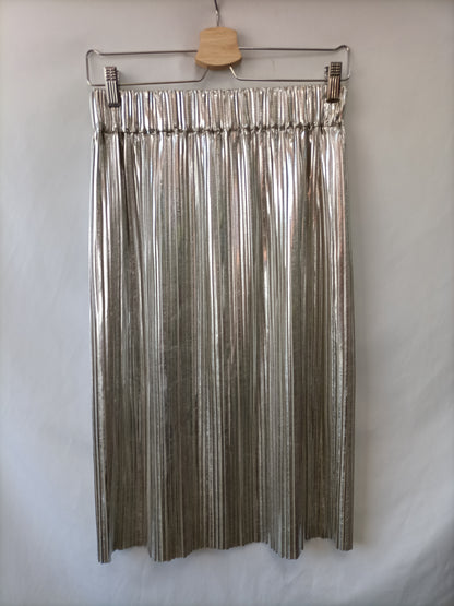 ISABEL MARANT. Falda midi plateada T. 36