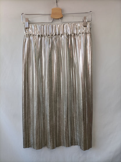 ISABEL MARANT. Falda midi plateada T. 36