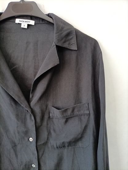 SHON MOTT. Black silk blouse T.2(m)