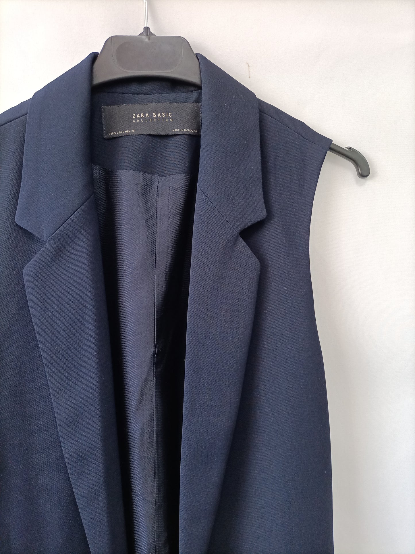 ZARA. Chaleco de vestir azul T.s
