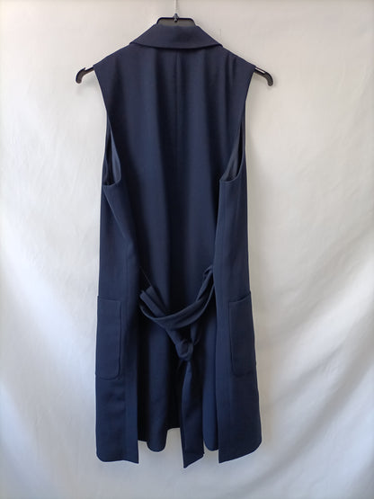 ZARA. Chaleco de vestir azul T.s