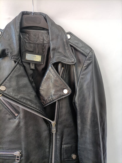 MANGO. Biler negra piel T.s (tara)