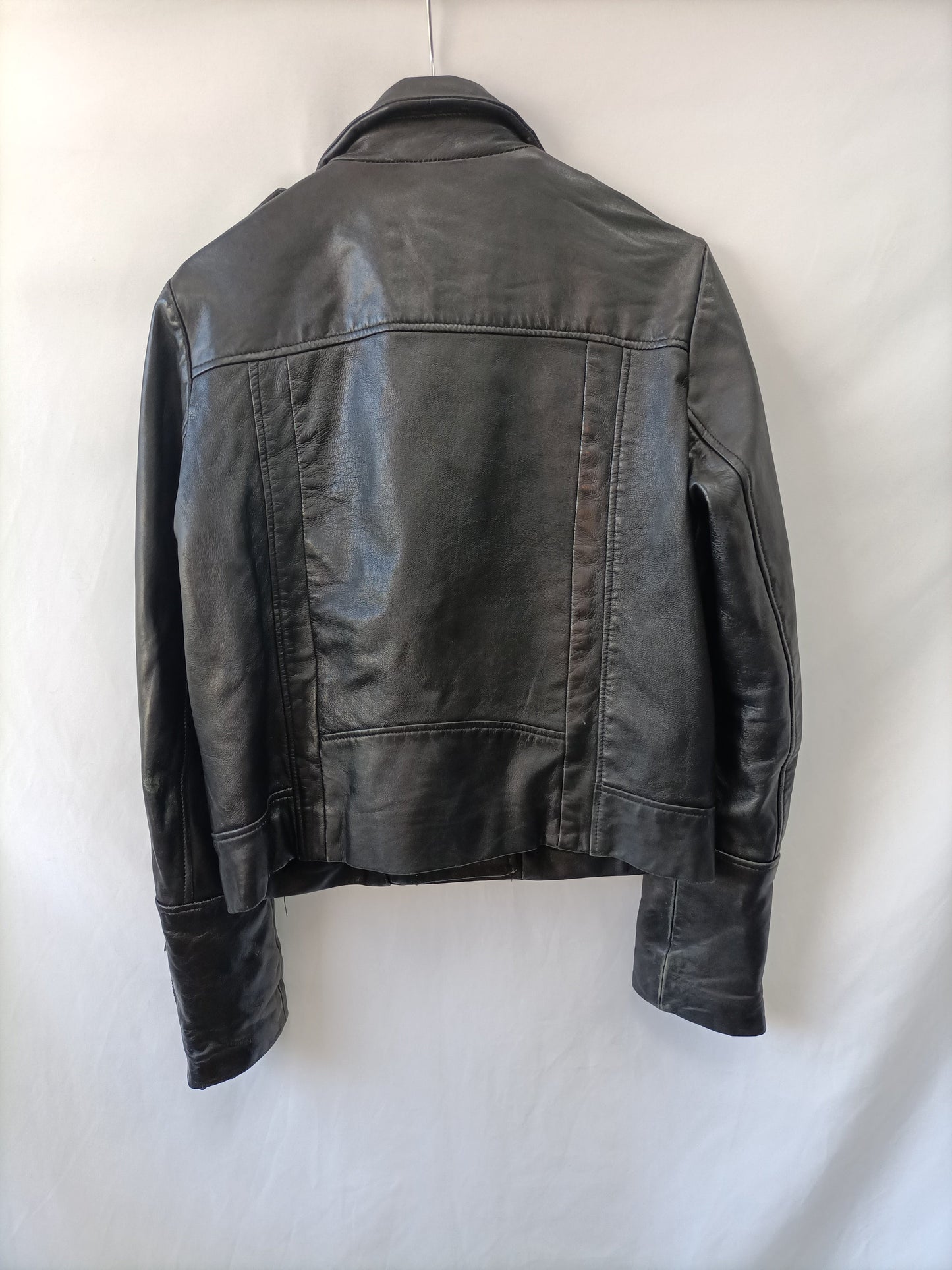 MANGO. Biler negra piel T.s (tara)