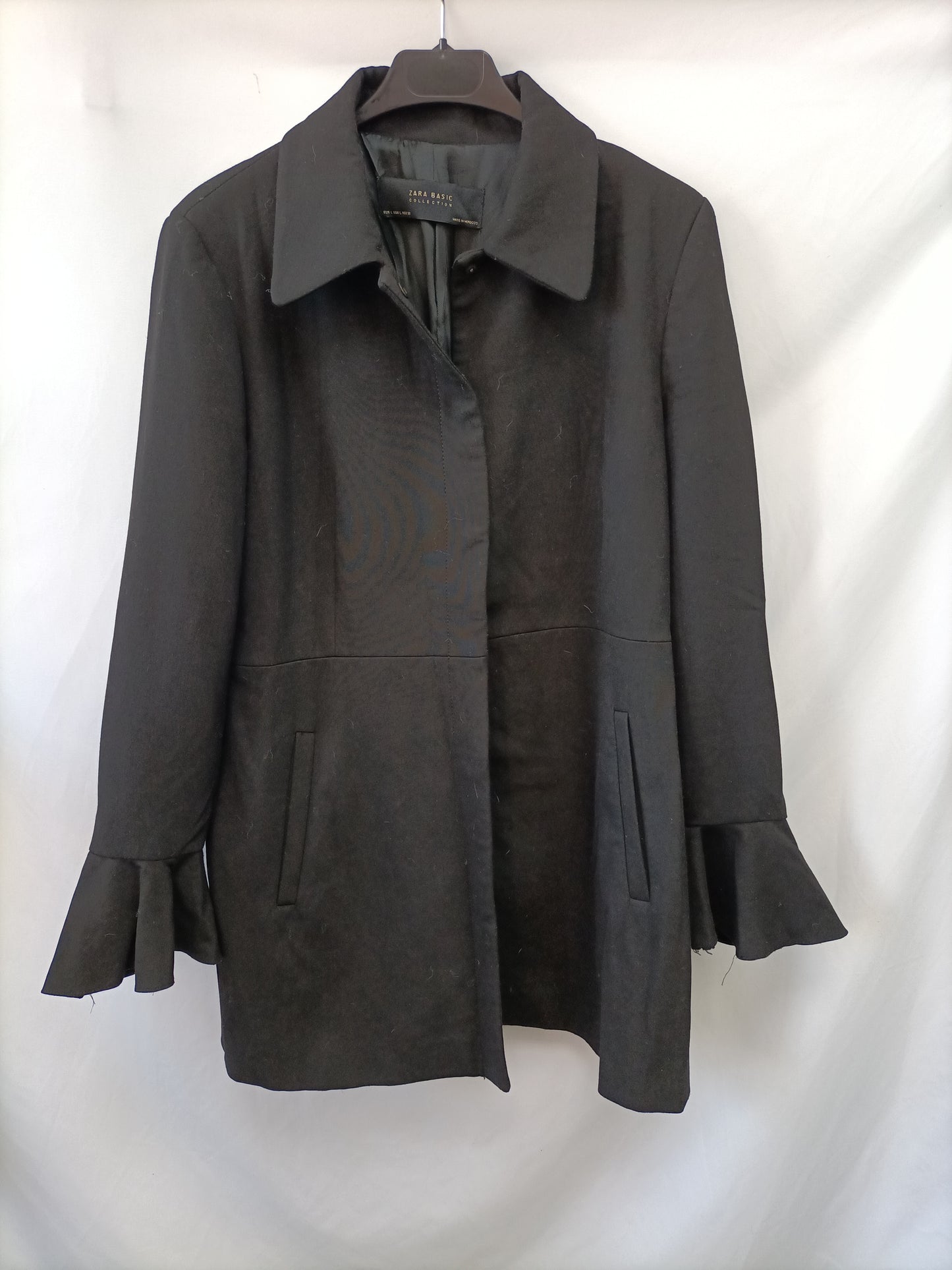 ZARA. Black cloth coat Tl
