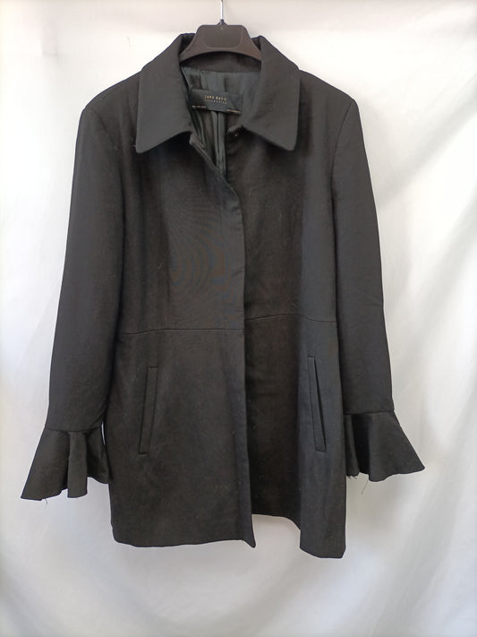 ZARA. Abrigo negro paño T.l
