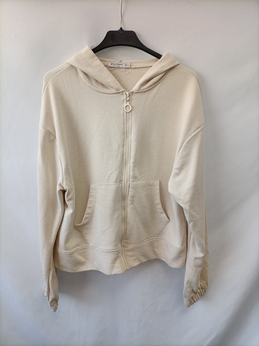 STRADIVARIUS. Sudadera beige fina T.m
